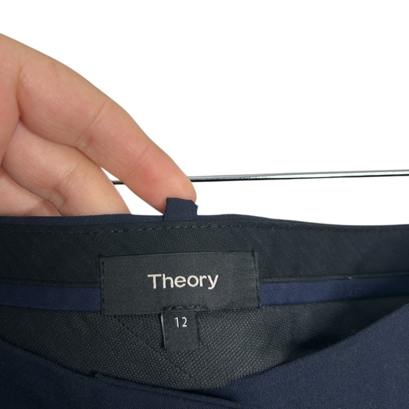 Theory Custom Max 2 Deep Navy Edition Career Dress Virgin Wool Trousers Size 12 - Picture 4 of 9